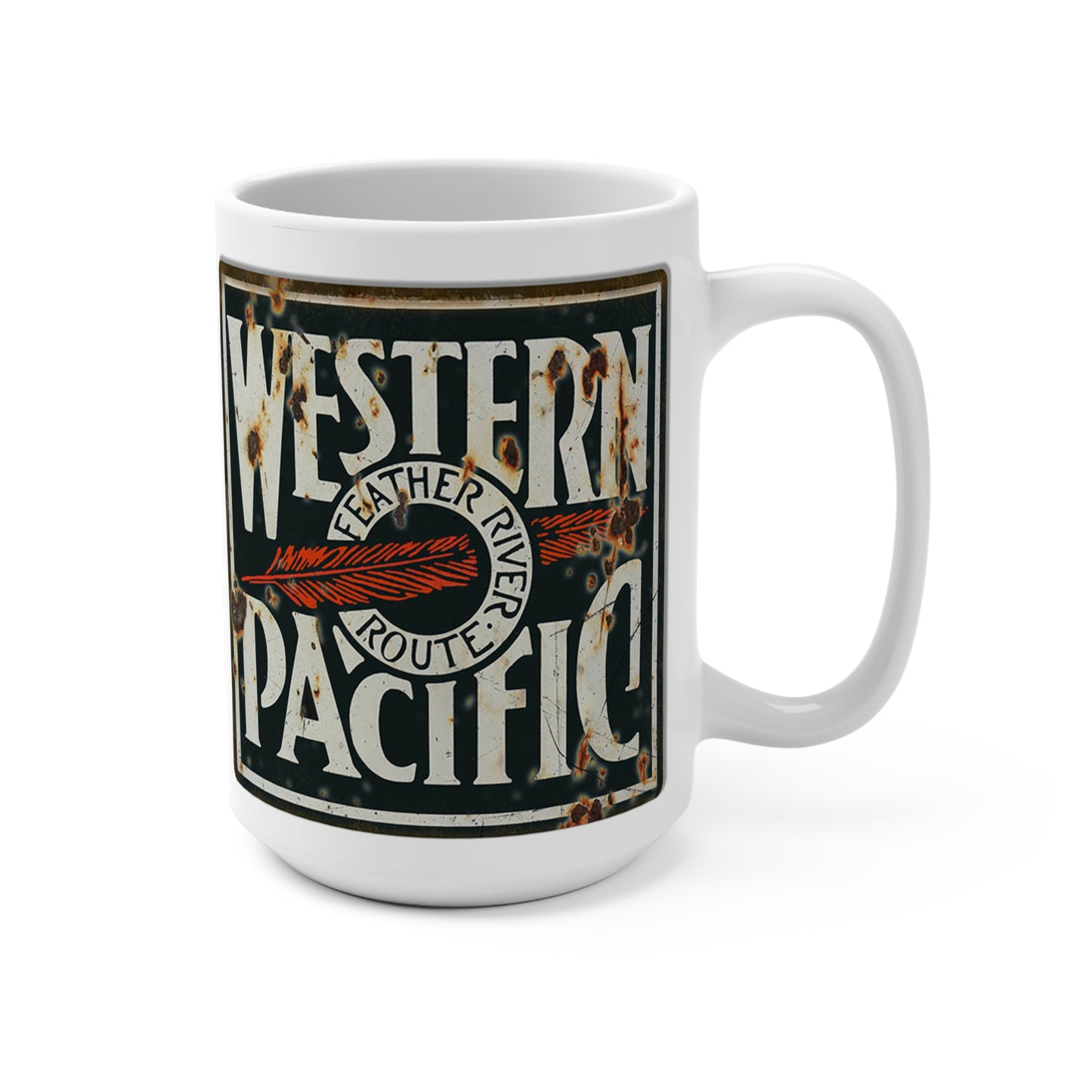 Western Pacific Railroad Trains Coffee Cup Mugs 15 OZ