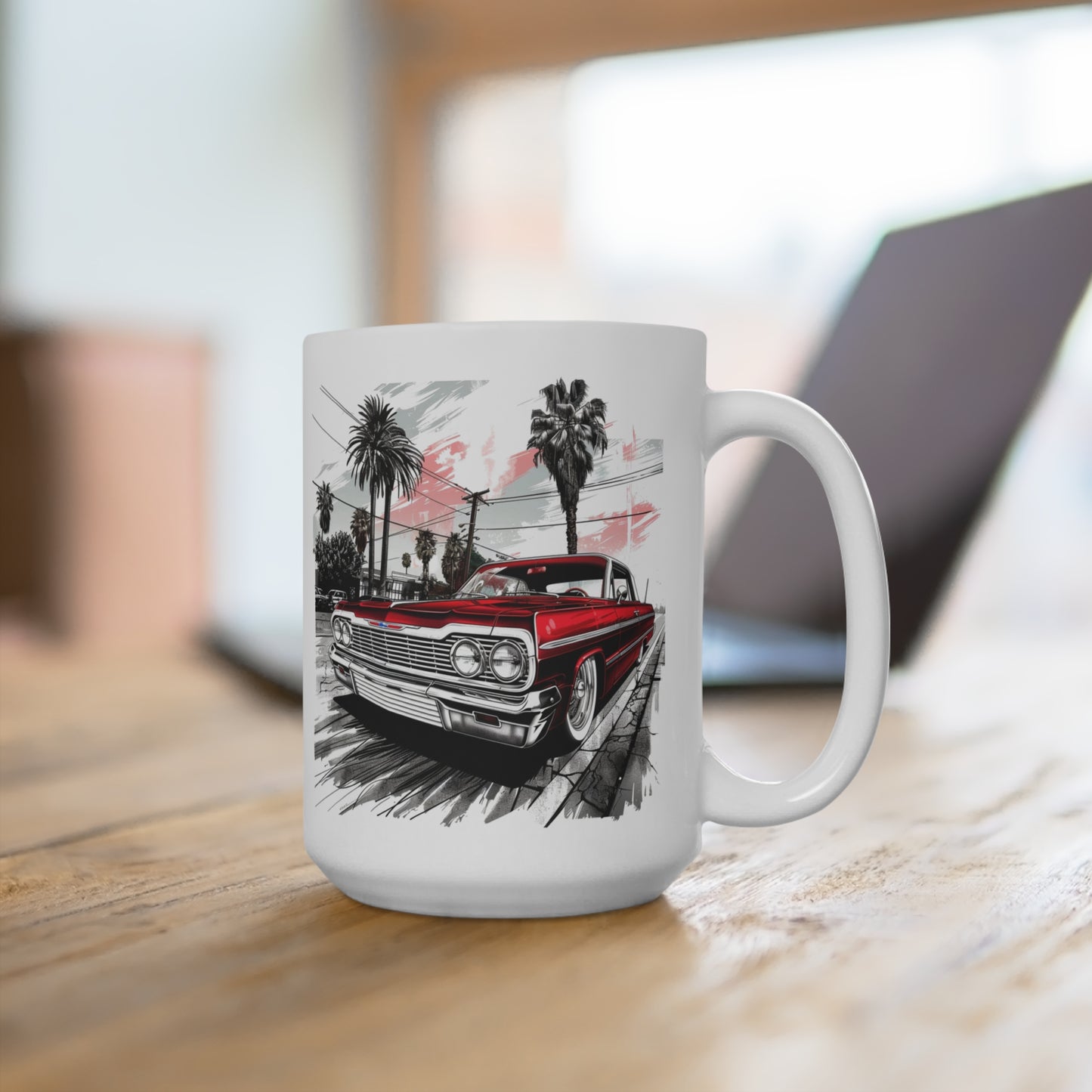 Vintage Lowrider 1964 Chevy Impala Coffee Mug, Retro Car Enthusiast Gift, Classic Car Lover Cup, Custom Car Coffee Cup, Car Collector Mug,