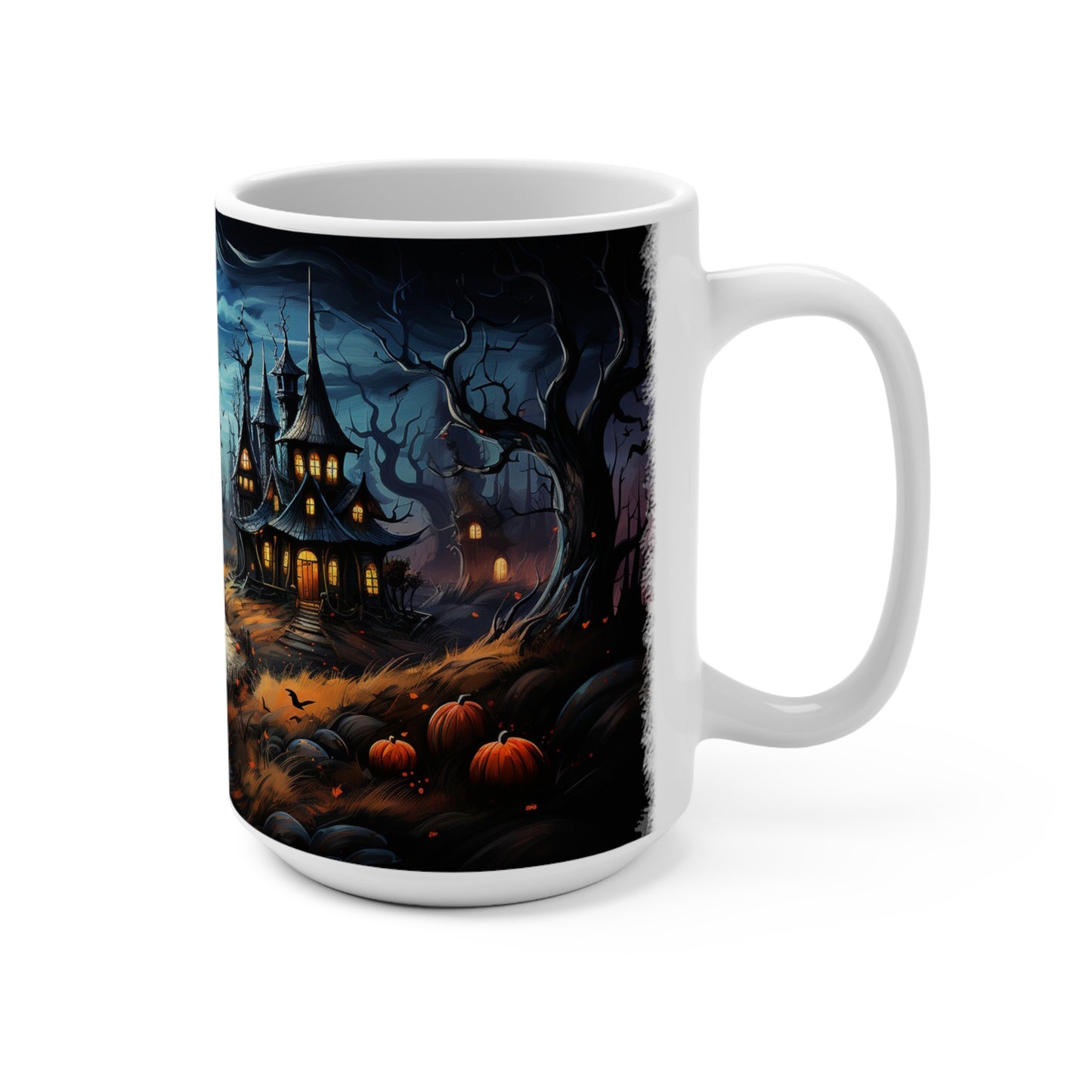 Halloween Haunted House Coffee Mug, Creepy 15oz Cup, Spooky Kitchen Decor, Scary Drinkware, Ghostly Tea Mug, Unique Halloween Gift