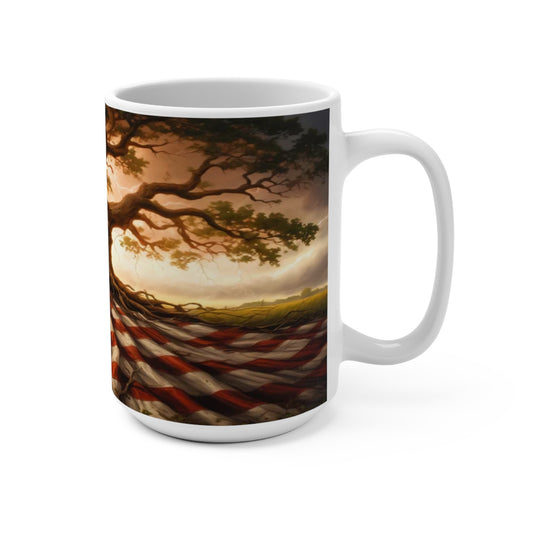 American Flag Tree Patriotic Mug, USA Independence Day Gift, 4th of July Cup, Memorial Day Decor, Veteran's Day Kitchenware