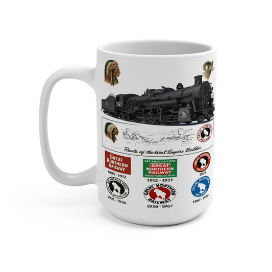 Great Northern Railway Coffee Mug 15oz – Vintage Train Logos & Route of the West Empire Builder