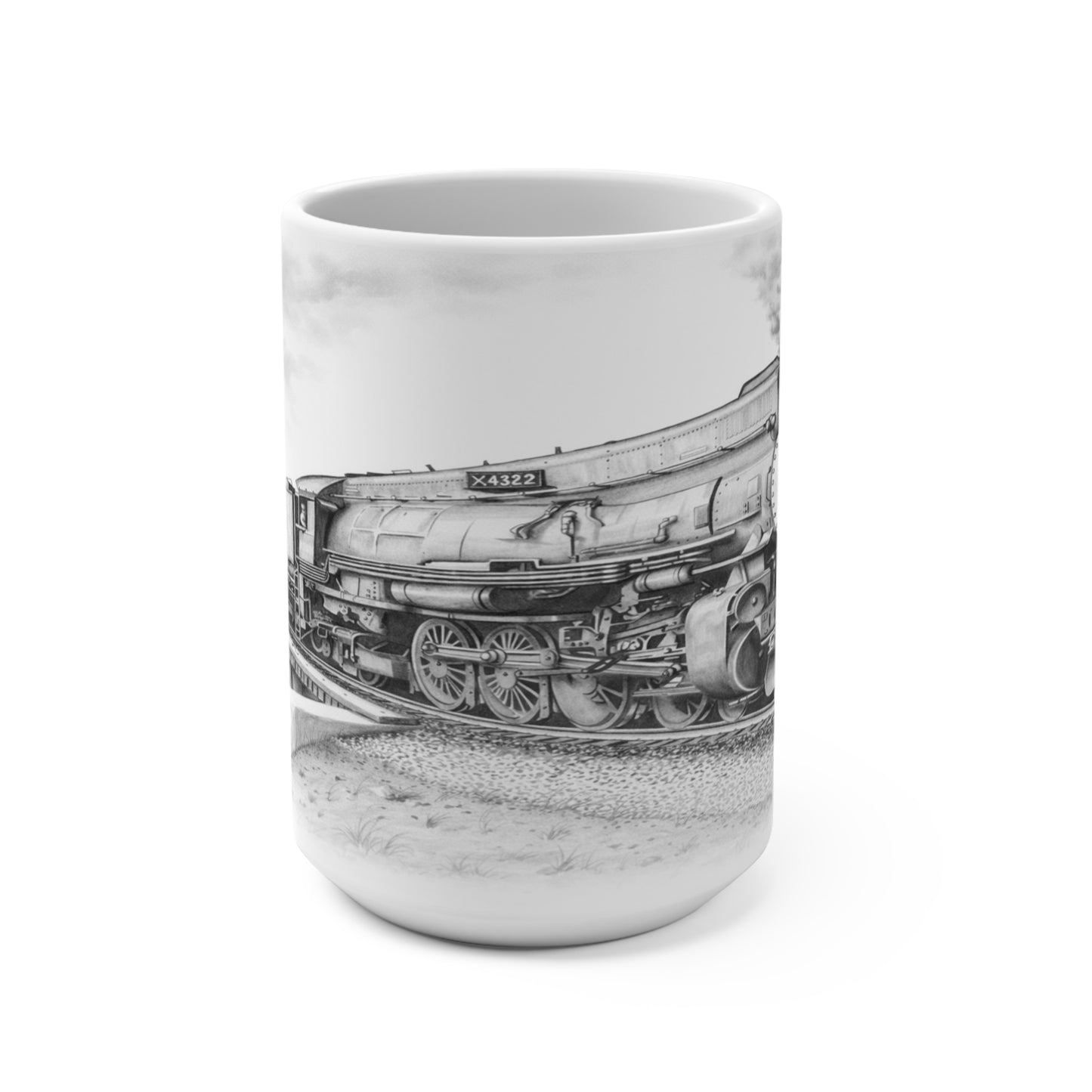 Fuel your day with classic rail power. This 15 oz ceramic railroad coffee mug features a stunning full wrap-around grayscale locomotive illustration—a vintage, …
