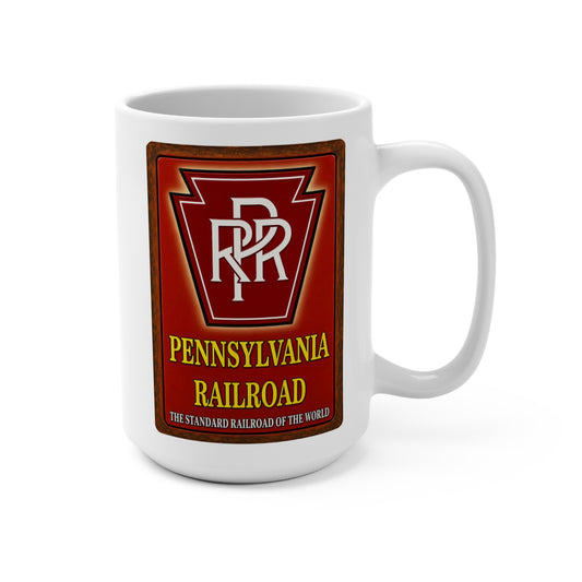 Pennsylvania Railroad PRR 15 oz ceramic coffee mug on white background