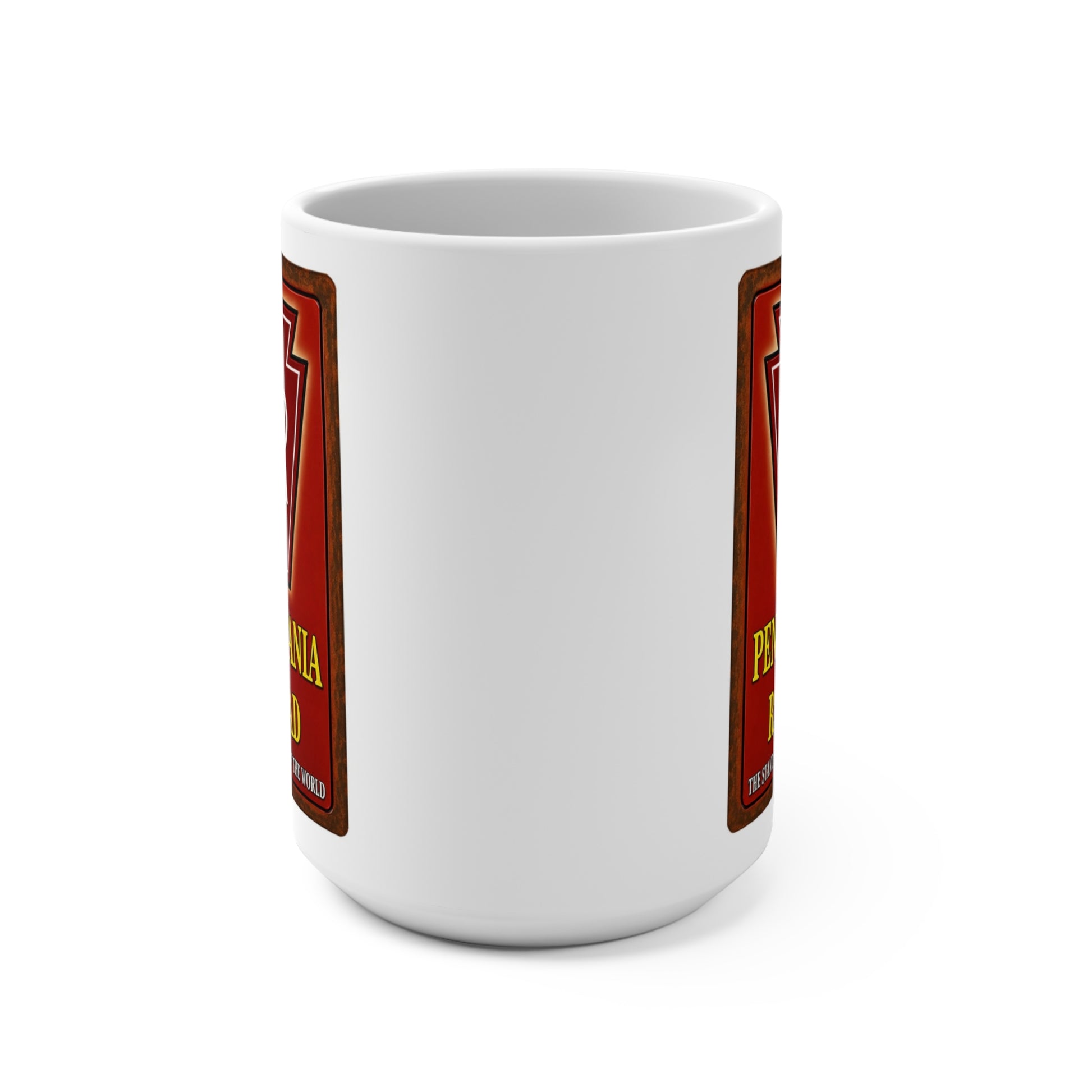 Vintage Pennsylvania Railroad keystone logo coffee mug for railfans