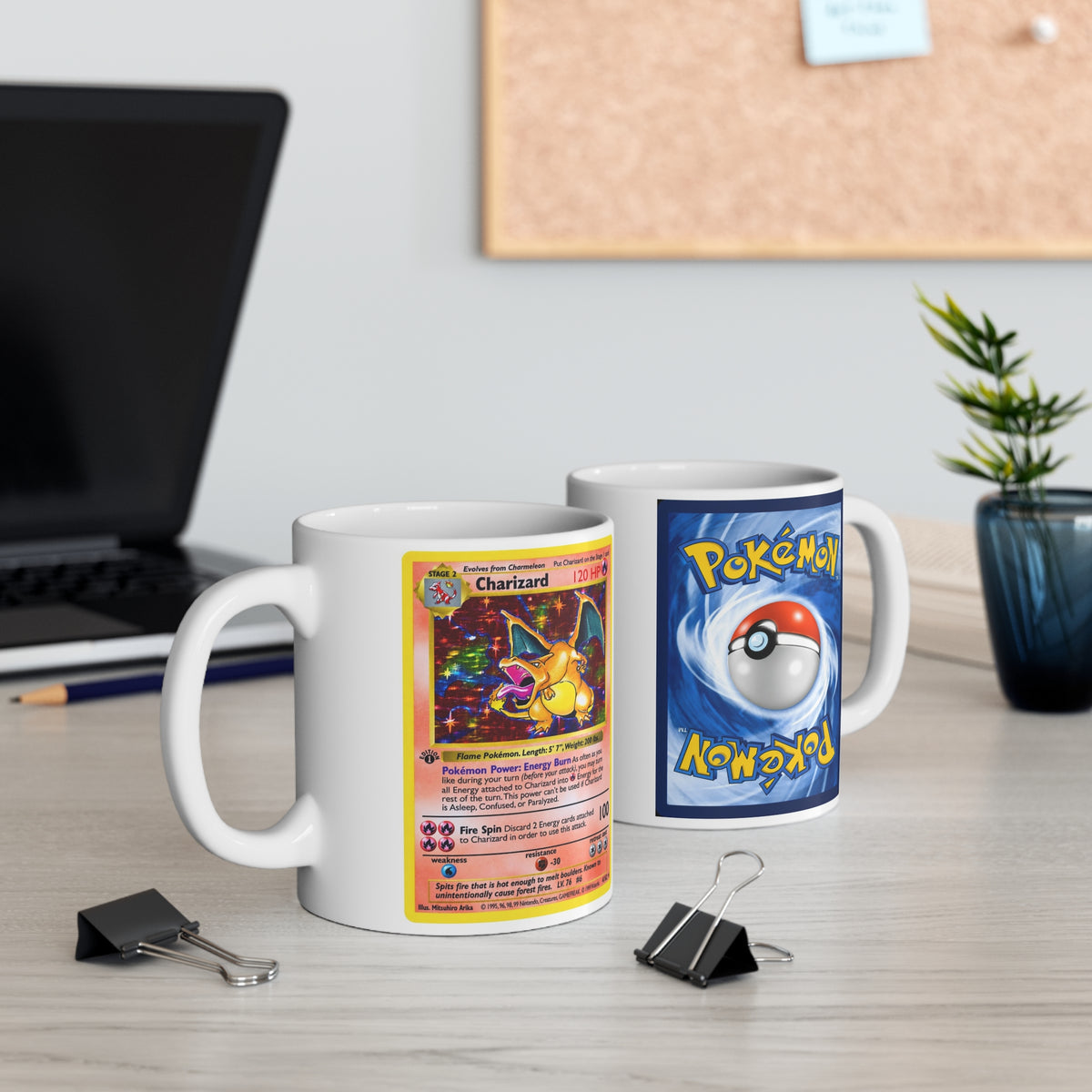 Charizard Trading Card Design Mug – 15 oz Ceramic Coffee Cup