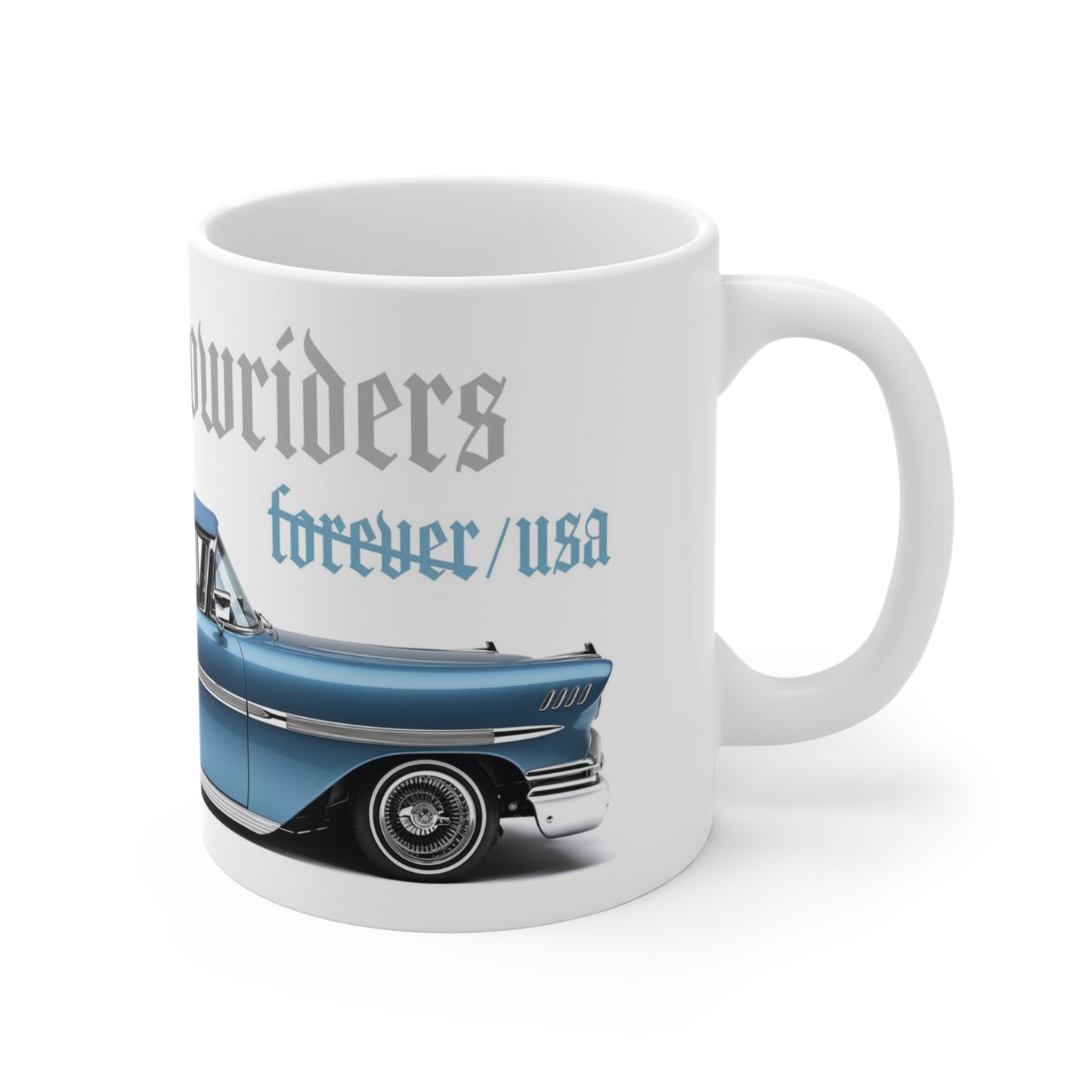 Lowriders Forever USA Blue Classic Car Coffee Mug 15 oz